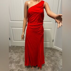 One-Shoulder Red Maxi Dress by Antonio Mellani.